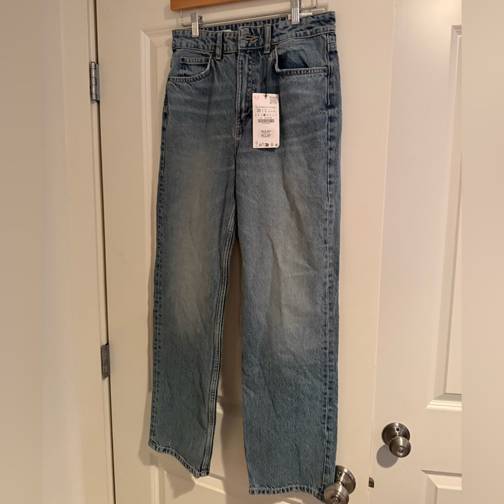 Zara New Mom Fit Blue Denim Jeans Size 6 NWT